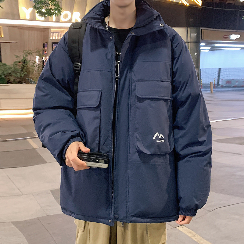 [直降价326元]唐狮冬新款羽绒服男短款立领大口袋加厚工装外套青少潮款wp