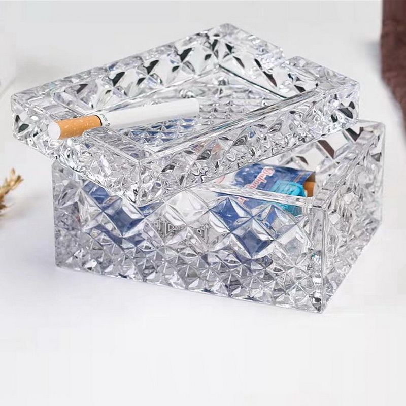 福善堂烟灰缸家用潮流简约大号玻璃捷克风格双层防飞灰烟缸