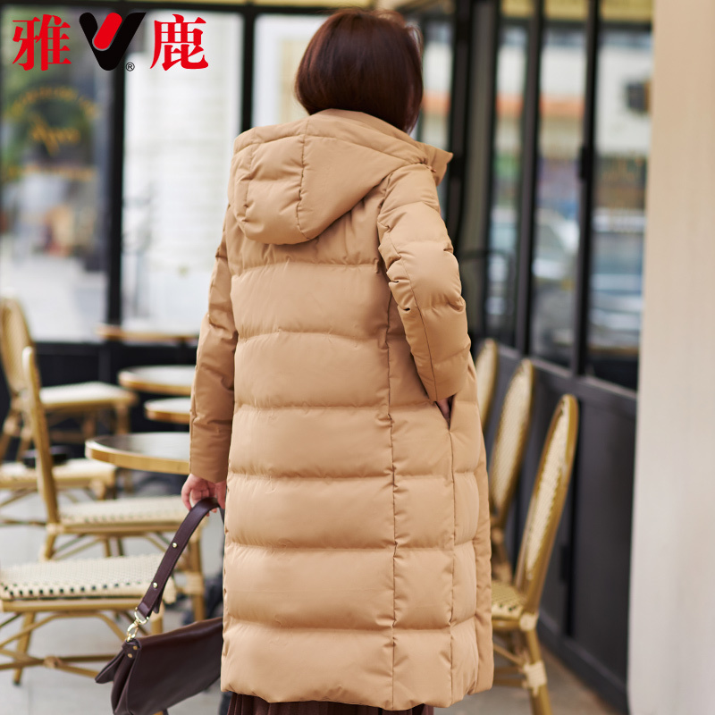 yaloo/雅鹿2019新款冬季羽绒服女中长款韩版时尚宽松简约连帽保暖
