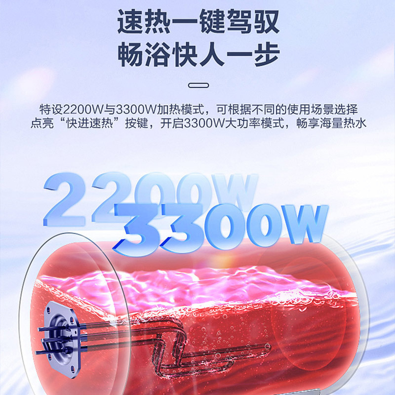 Leader海尔智家出品电热水器60升3300W速热APP智控一级能效升级金刚无缝胆镁棒免更换锆金加热体 PB3