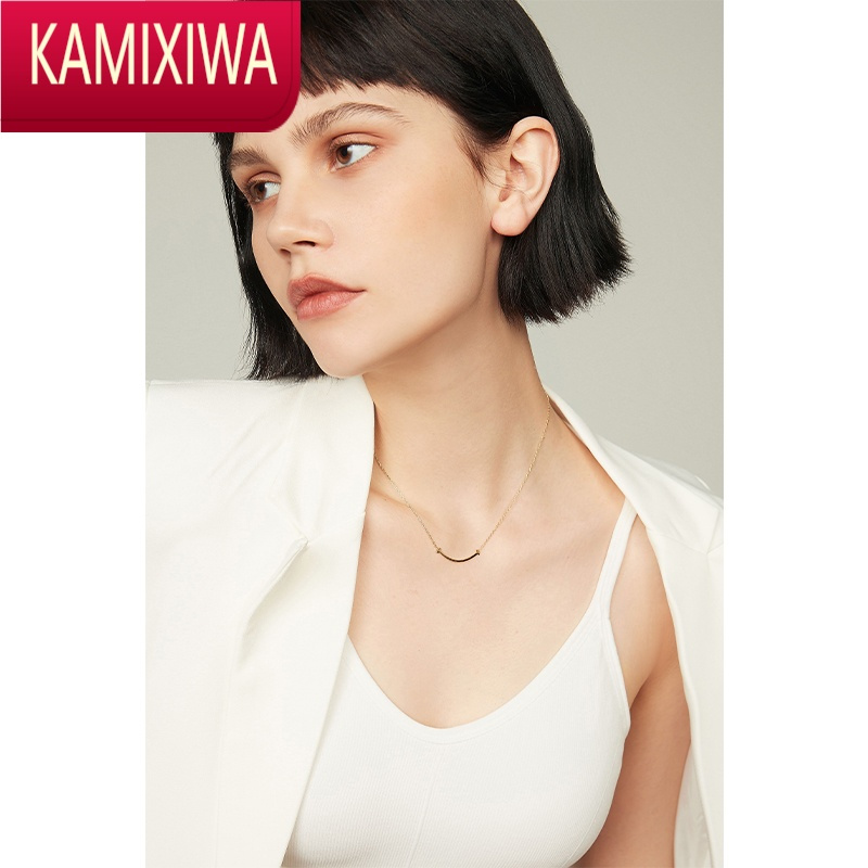 KAMIXIWA银笑脸微笑项链女轻奢小众锁骨链2022年新款潮简约ins风颈链