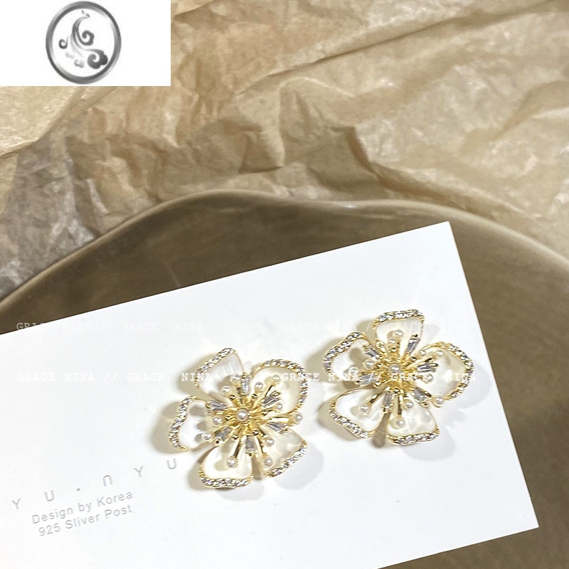 JiMi耳畔盛放~小众设计闪钻花朵耳环轻奢高级感耳饰女气质款珍珠耳钉