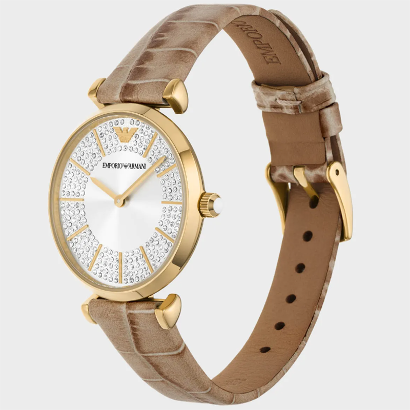 阿玛尼emporioarmani手表女太阳纹表盘镶钻时尚潮流石英女表生日礼物