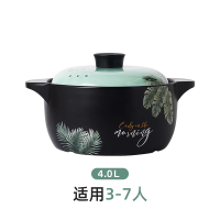 砂锅煲汤家用煤气灶专用烘焙精灵煲汤锅沙锅瓦煲陶瓷小号汤锅炖锅 4L北欧绿叶砂锅