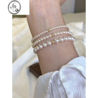 JiMi正圆施家珍珠手链串珠 k金时尚轻奢小众气质法式高级感手串弹力绳 6mm施家珍珠手链