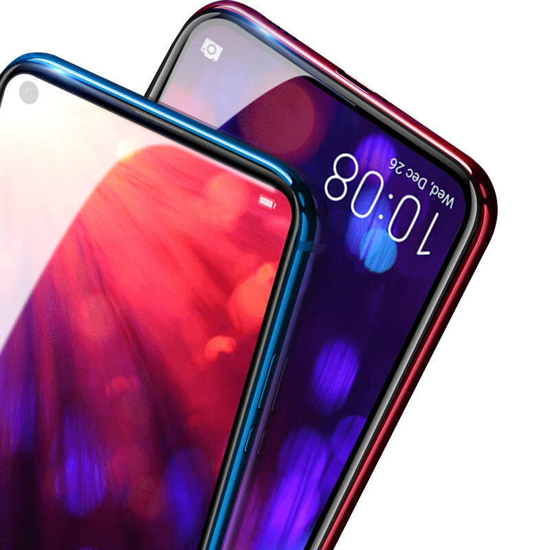 [买2送手机壳]轻万适用华为v20钢化膜honor全屏玻璃贴膜huawei黑色高清手机保护膜高清大图