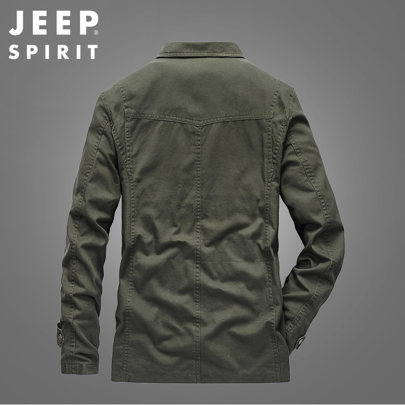 JEEP SPIRIT吉普春秋新款外套男西装领夹克青年休闲宽松上衣工装夹克男