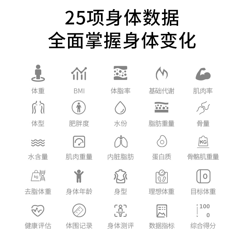 澳得迈体脂秤 WS-705 家用电池款人体秤称重 减肥健康秤 白色高清大图