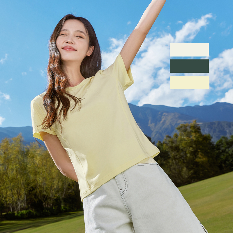 361°运动T恤女夏季透气新款速干衣短款上衣圆领短T纯色短袖女高清大图