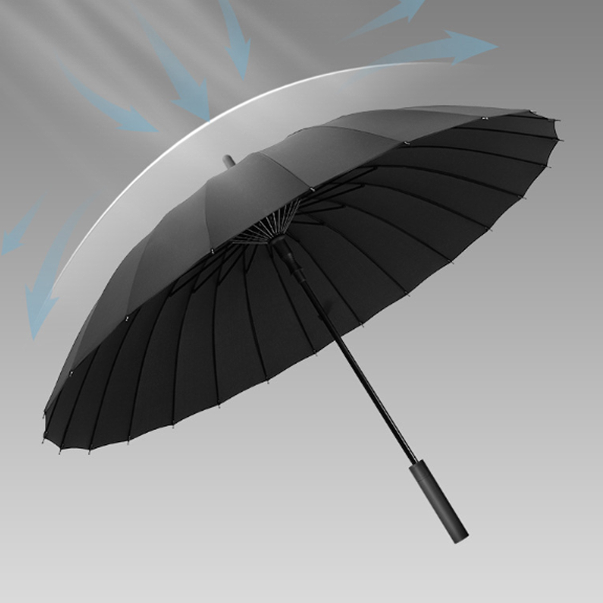 日暿RX-YS005 115cm半自动长柄雨伞(计价单位:把) 黑色高清大图