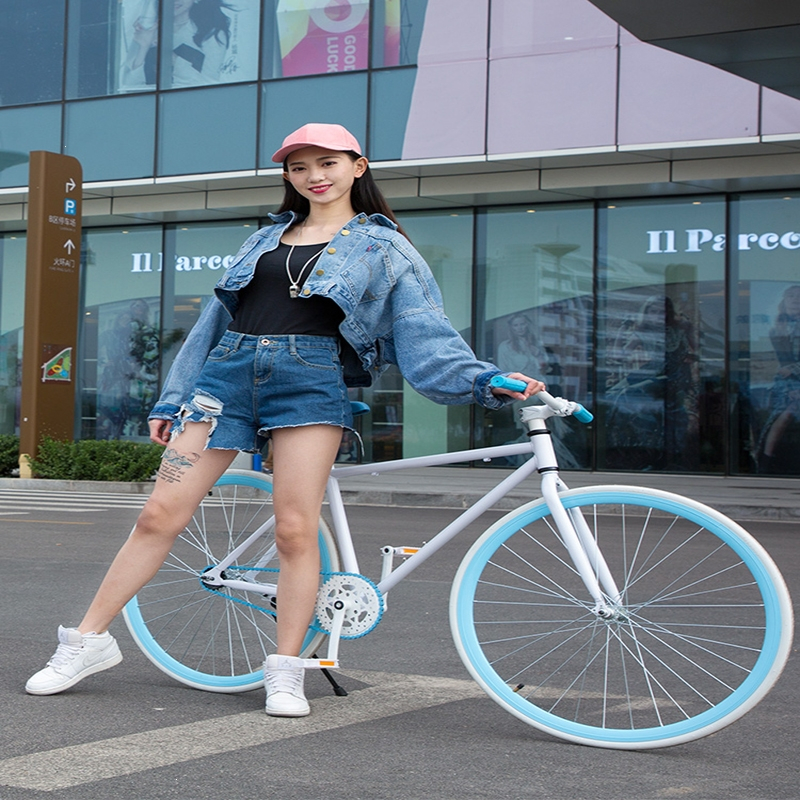 闪电客死飞自行车实心胎倒刹活飞网红公路赛车简约24寸学生成人男女