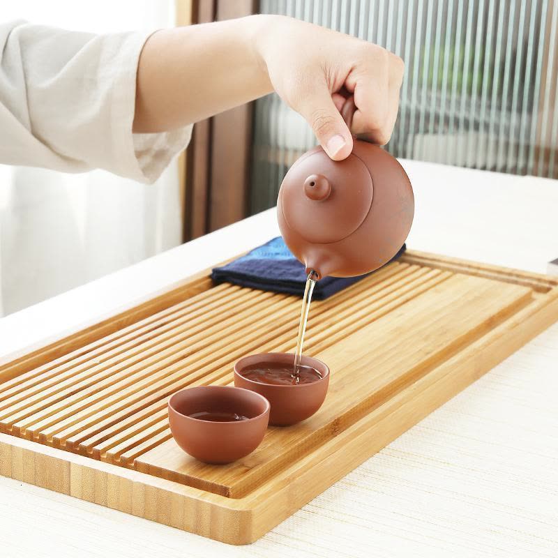 家柏饰(CORATED)长方形竹制茶盘客厅办公蓄排两用茶托现代简约茶海功夫茶台图片