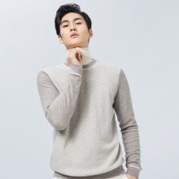 鄂尔多斯ERDOS 秋冬纯羊绒条纹拼接圆领翻花羊绒衫男士针织衫/毛衣
