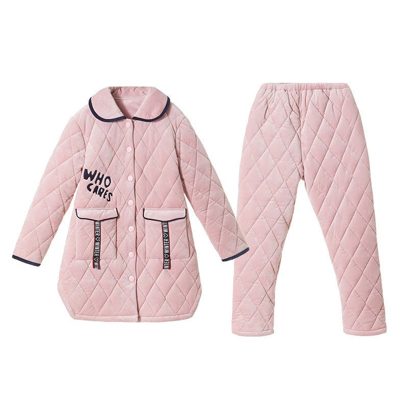 波迷娜（BOMINA)睡衣女珊瑚绒加厚保暖三层夹棉袄服套装可外穿 2673