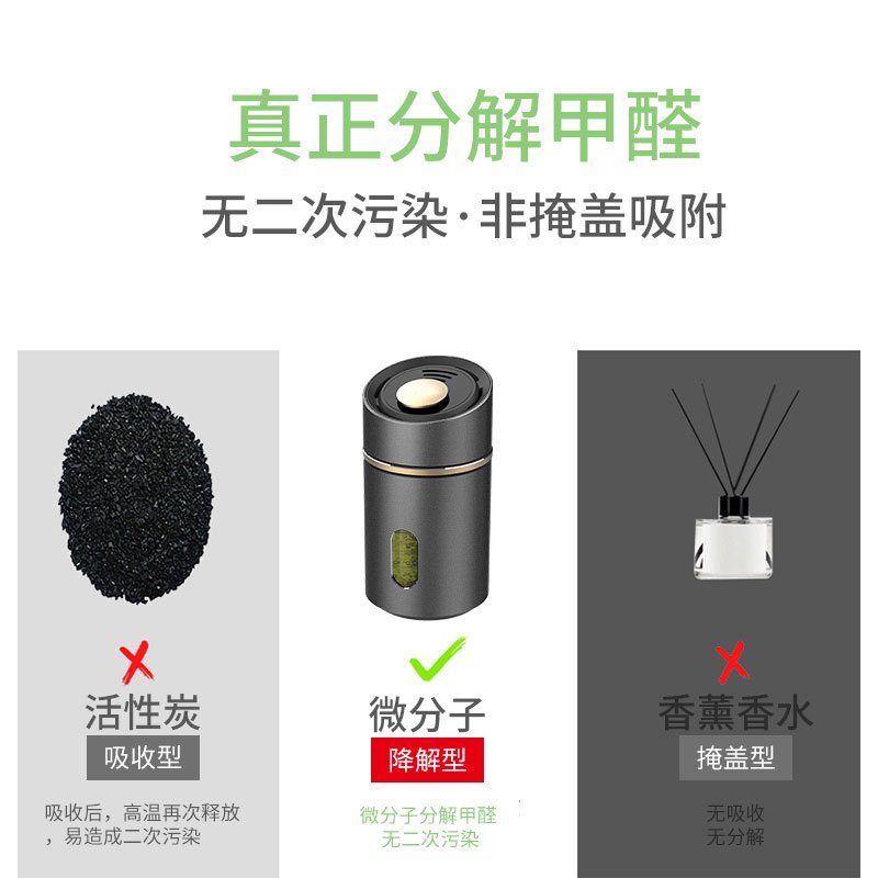 尤利特空气净化器汽车用家用卧室车内除甲醛办公室室内去烟味粉尘负离子净化机(含甲醛检测套装*1+微分子净化机*2)黑色