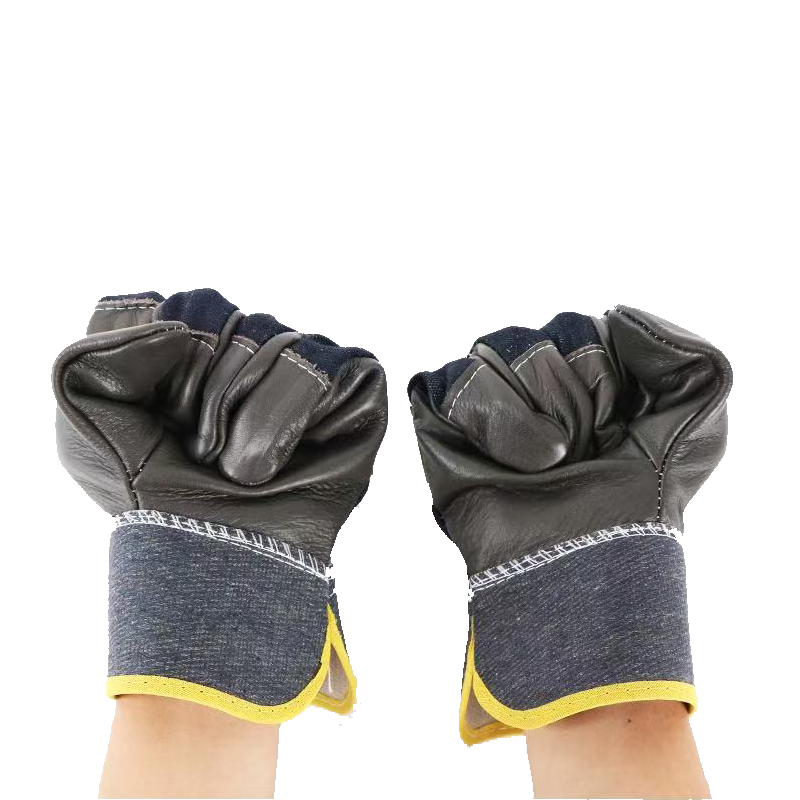 惠铁 阻燃隔热牛皮焊工手套 短半皮 双高清大图