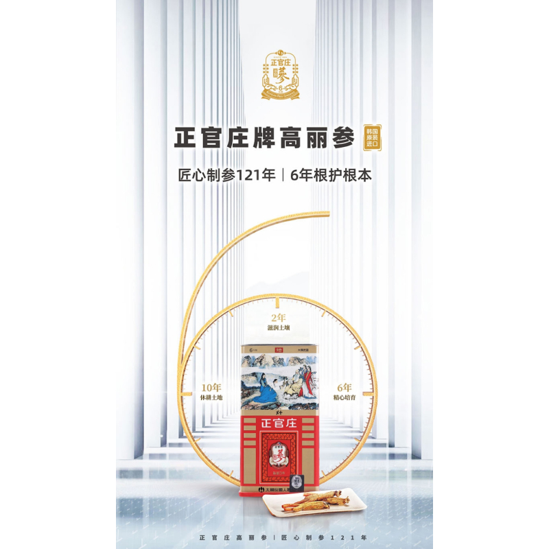 韩国 正官庄 高丽参红参 6年根人参 地参40支150g