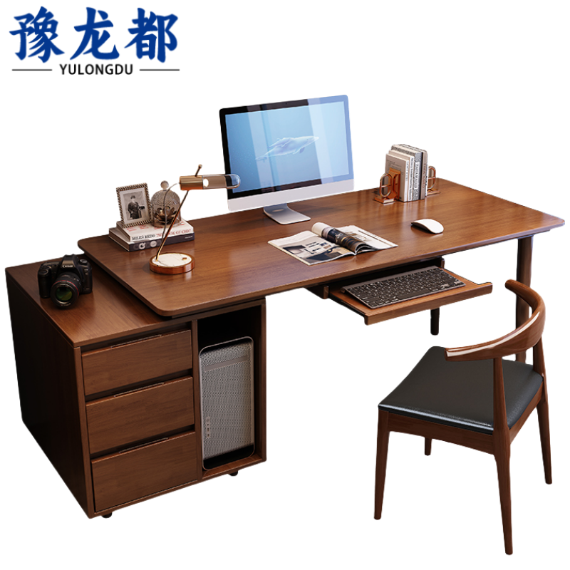 豫龙都 电脑桌+椅 1.2米 套高清大图