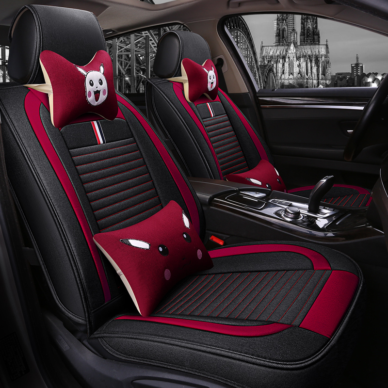 敬平新款汽车座套日产尼桑蓝鸟骊威骐达轩逸四季专用全包亚麻布艺坐垫