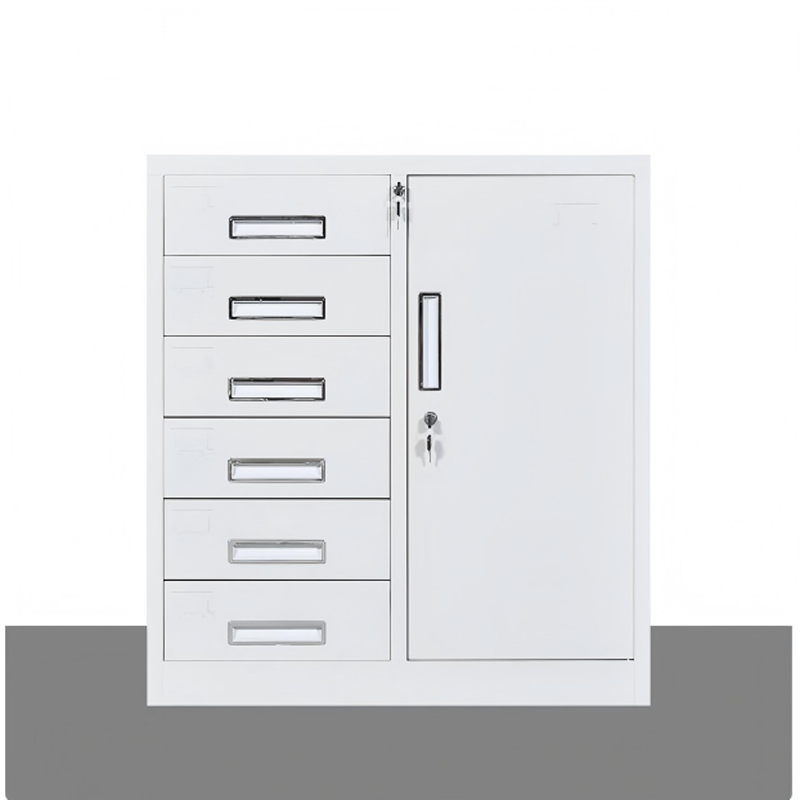 祥丰瑞和文件柜矮柜铁皮柜办公档案资料柜储物柜带锁抽屉柜单节中二斗下节 小偏六斗柜 0.6mm