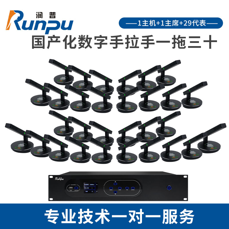 润普Runpu 国产化手拉手系统RP-YS6850(1+30)有线手拉手麦克风工程会议话筒桌面鹅颈麦一拖三十