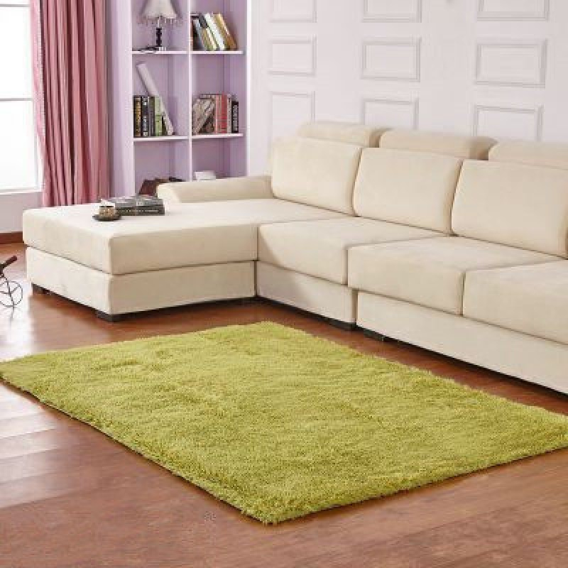 美帮汇地毯卧室床边防滑耐脏客厅榻榻米现代简约色毛绒加厚地毯值 草绿色-短毛 120×160cm