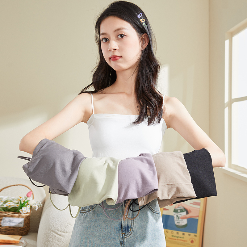 唐狮春夏新款吊带背心女美背内搭打底背心文胸一体抹胸上衣白