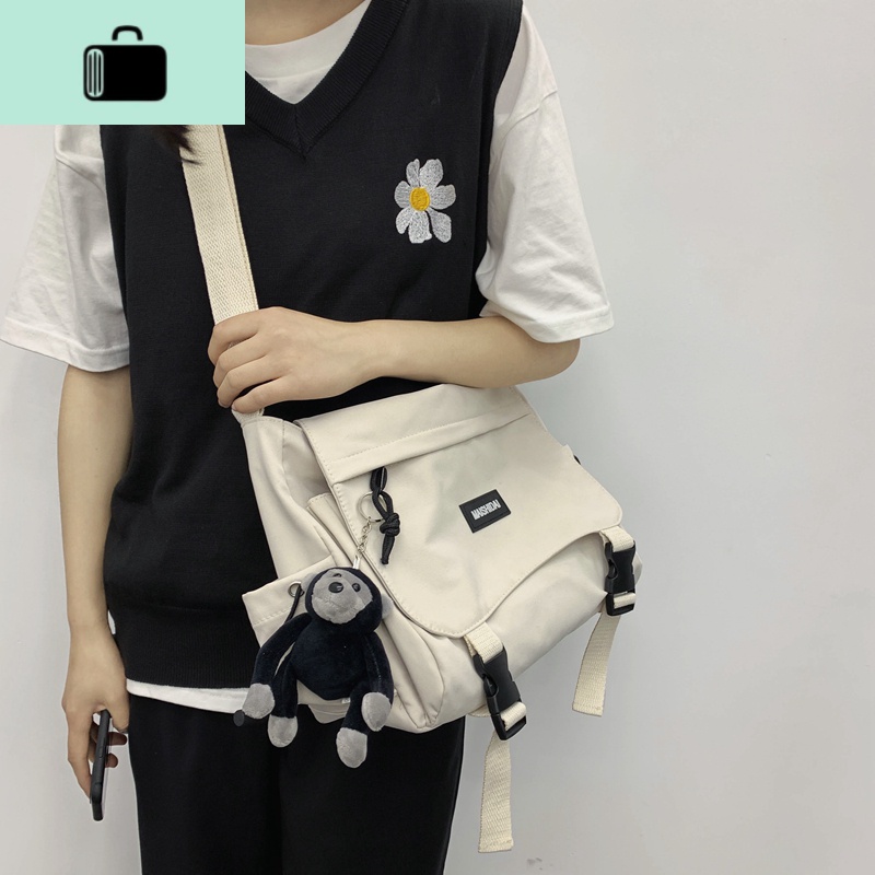 男士单肩包日系潮牌大容量斜挎包男女韩版ins百搭街头潮流邮差包NEW LAKE高清大图