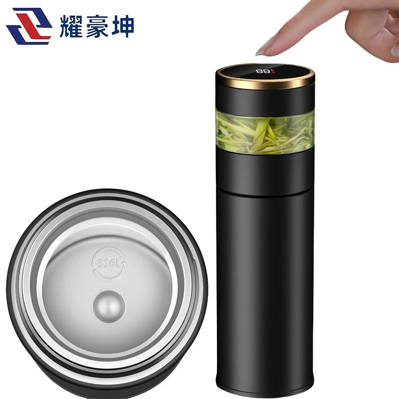 耀豪坤 保温杯茶水分离泡茶杯316不锈钢双层真空智能数显 YH-ZX12 /个