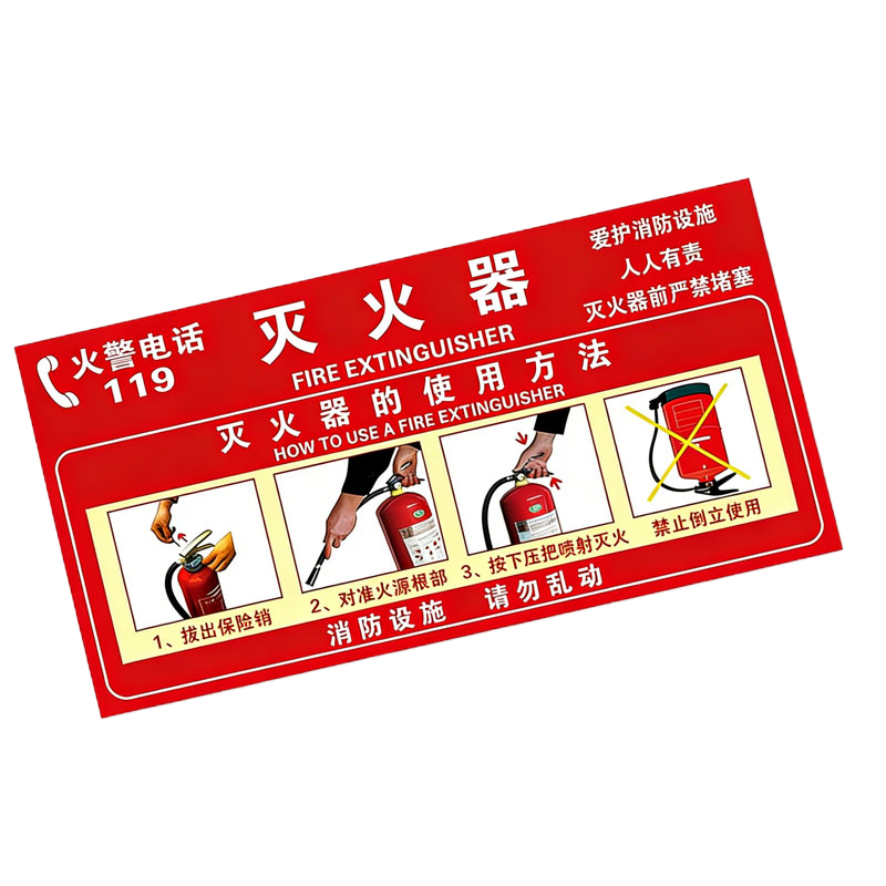 晨以橙 灭火器使用方法标识牌 30*15cm 张高清大图