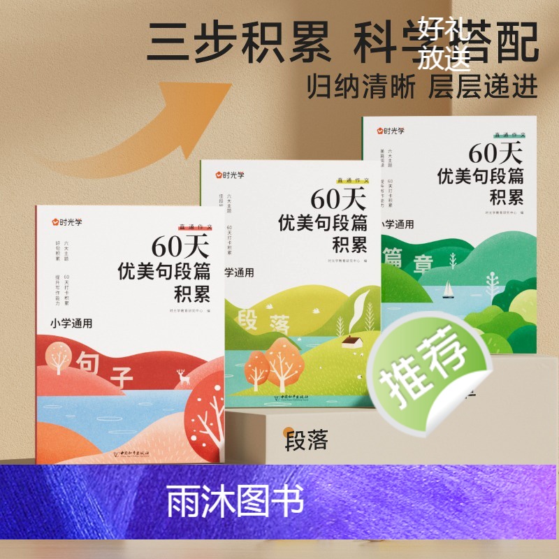 [全4册]60天优美句段篇积累(赠打卡册) 小学通用 [正版]时光学 60天优美句段篇积累小学句子好词好句好训练书每日句高清大图