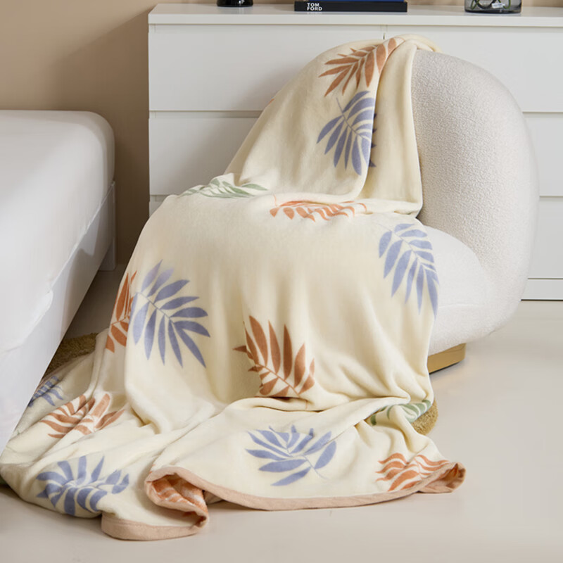 恒源祥 抗菌A类绒毯(叶韵) 180*200cm高清大图