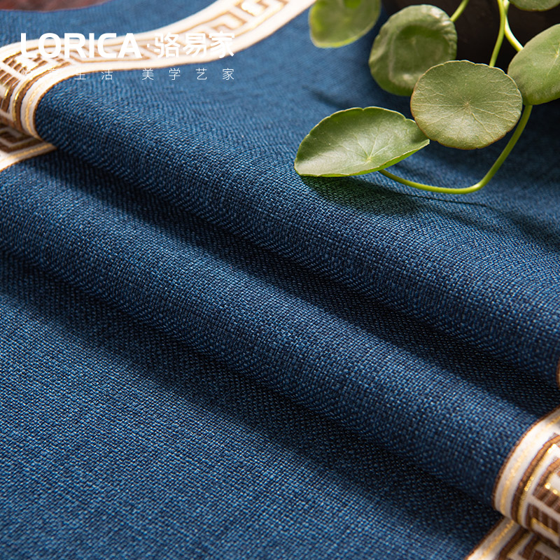 美式桌旗新中式禅意茶旗布现代简约茶几餐桌北欧电视 福延年-米黄(尖角款) 33*210cm(适用桌长1.6米-1.7米)高清大图