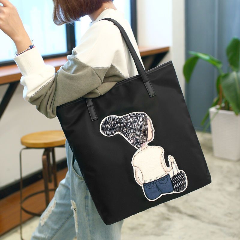 索爱女包牛津布托特包休闲大包简约学生2020新款手提单肩包购物袋 小女孩 小号