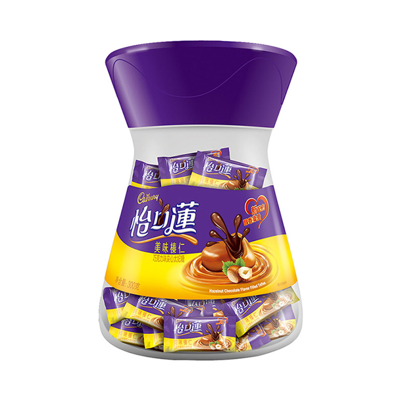 怡口莲 榛仁味巧克力味夹心太妃糖300g/罐 亿滋出品