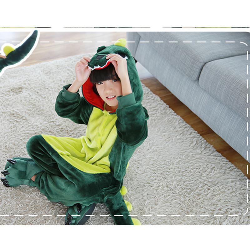 卡通连体睡衣秋冬季法兰绒儿童小孩宝宝动物亲子家居服如厕版可爱男加厚家居服