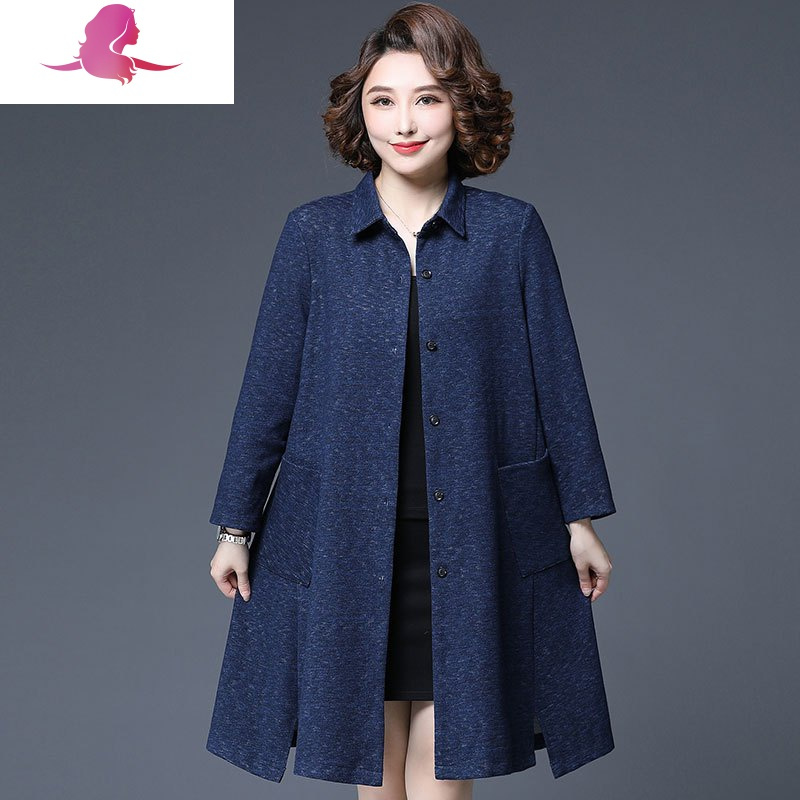 艳如飞四五十岁妈妈中长款风衣加肥加大码薄款秋装中老年洋气宽松外套