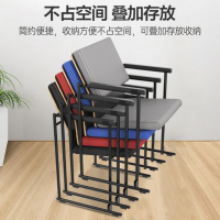 培训椅可堆叠会议椅子教室联排座椅接待椅橙色高背-无写字板
