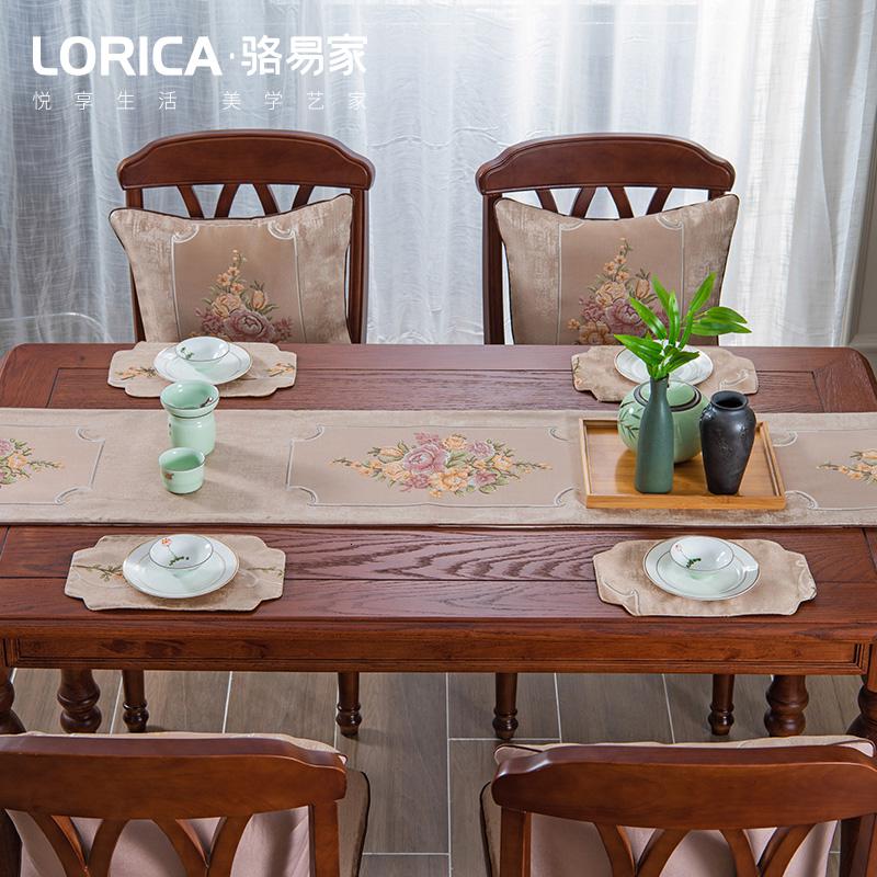 家柏饰(CORATED)新中式禅意桌旗茶几餐桌装饰布长条北欧现代简约电视柜五斗柜盖巾 映满帘-蓝色 杯垫-圆形13cm高清大图