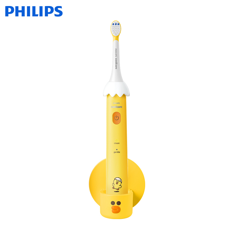 利浦(PHILIPS)儿童电动牙刷LINE FRIENDS合作款莎莉鸡限定适用4-12岁 2种柔护模式 HX2472