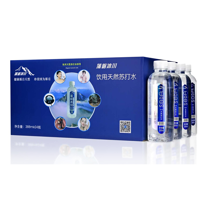 蒲峪冰川天然苏打水388ML/瓶装精装圆瓶装1*24瓶整箱装(单位:箱)
