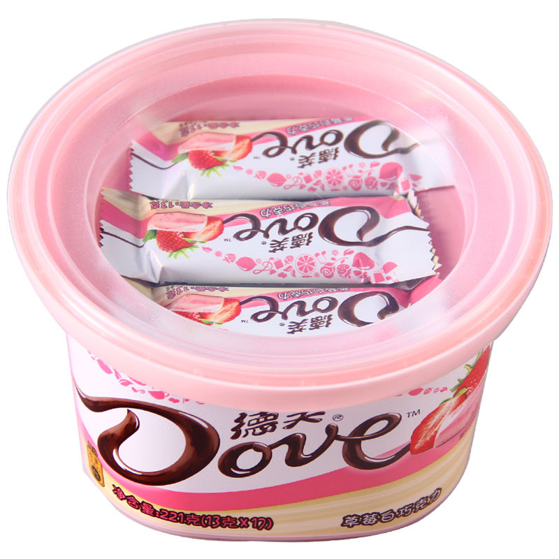 德芙草莓白巧克力221g碗装女神礼物年货糖果巧克力零食