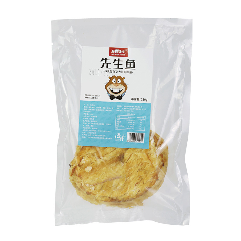 海狸先生烤鱼片250gX1袋现烤马面鱼即食鱼干片大连特产现烤鱼片 美味鱼片(先生鱼)1袋装 休闲零食