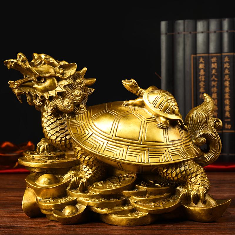 美帮汇龙龟摆件 铜龙头龟摆件龙龟帽母子龙龟八卦龙龟家居高清大图