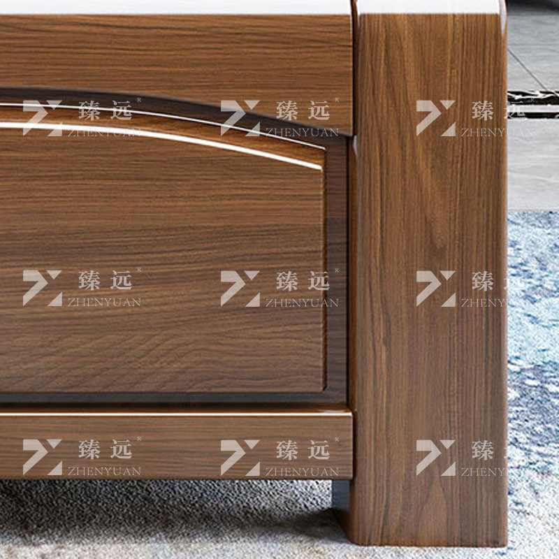 臻远 ZY4022917 胡桃木实木床1.5米单人床高清大图