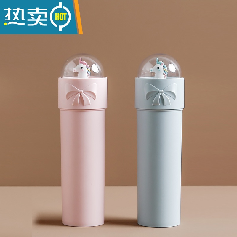 敬平创意洗漱杯旅行牙刷牙膏收纳盒学生宿舍卡通可爱情侣便携式牙桶 粉色+蓝色