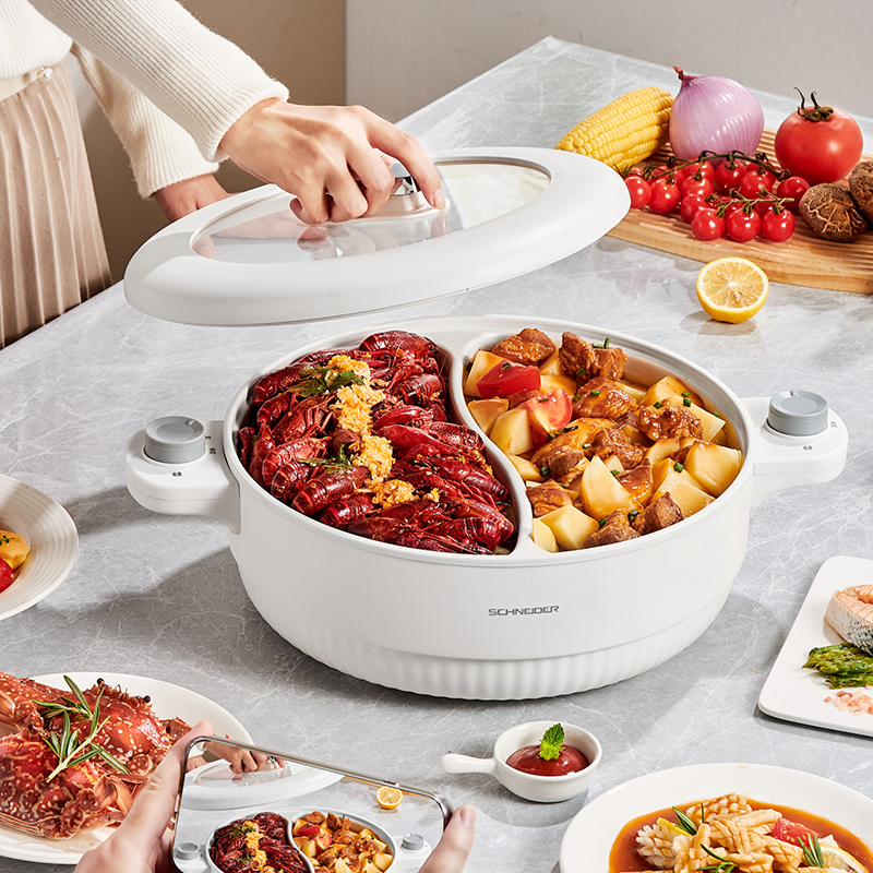 SCHNEIDER施耐德大容量料理锅鸳鸯火锅 食品级不粘SWK-XNL19 5L高清大图