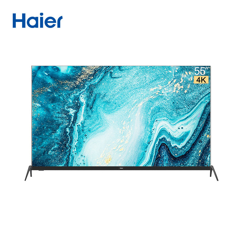海尔(Haier) 55英寸 智慧屏 8K解码 全面屏金属机身 免遥控语音 平板液晶电视LU55C71(科技黑)