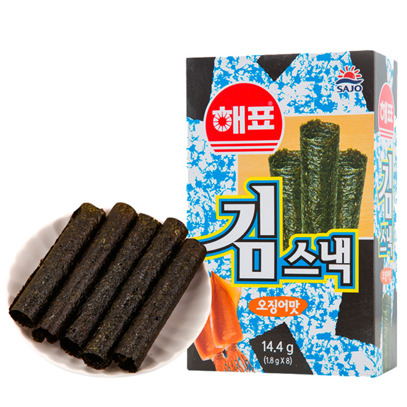 泰国进口 海牌(HAEPYO) 鱿鱼味卷海苔14.4g海味即食海苔 游玩休闲零食