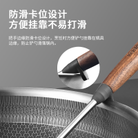 康巴赫漏勺304不锈钢线漏胡桃木16cm漏网炸勺KSF-XL01
